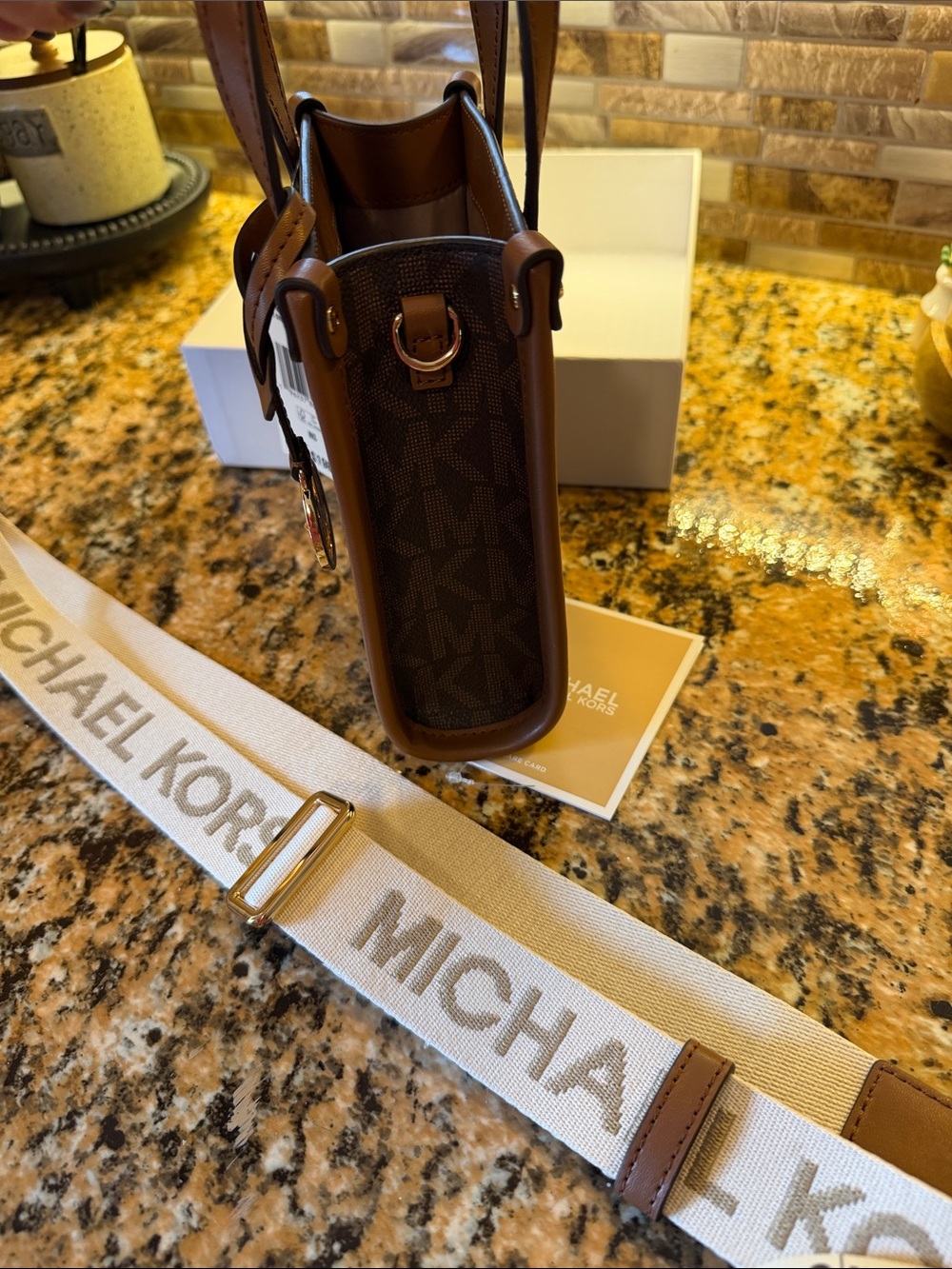 Michael Kors Brown/Maple Signature Mini Tote with Gold Hardware - Picture 12 of 13